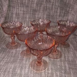 Pair of 2 Vintage Pink Swirl Cuplets